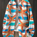 Women's Striped Starfish Print Casual Cotton And Linen Shirt