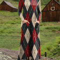Women's Diamond Check Pattern Art Print Long-sleeved Dress