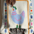Women's Funny Chicken Art Print Casual Pullover Sweater