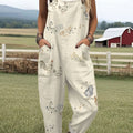Women's Vintage Chick  Art Print Casual 100% Cotton Wide Leg Jumpsuit