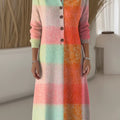 Women's Plaid Pattern Art Print Casual Knitted Dress
