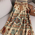 Women's Beautiful Vintage Ethnic Diamond Geometric Pattern Art Print Cotton Skirt