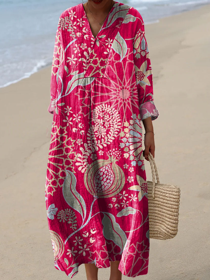 Women's  Art Flowers  Print Casual Dress