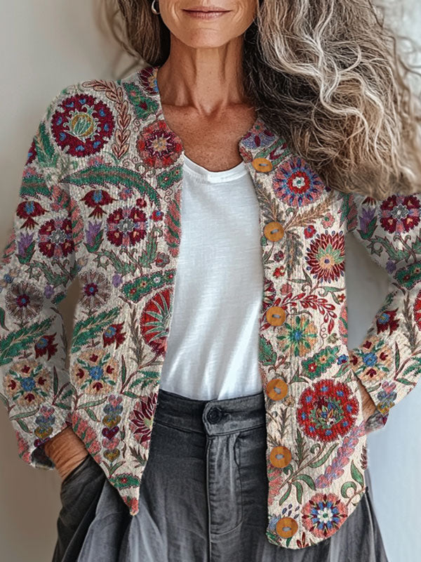 vintage-flower-art-print-buttoned-cardigan-sweater-tjn9