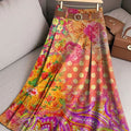 Women's Vintage Flower Art Print Casual Cotton Skirt