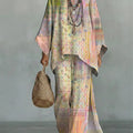 Women's Vintage Art Comfortable Loose Cotton Linen Wide-leg Pants Two-piece Set