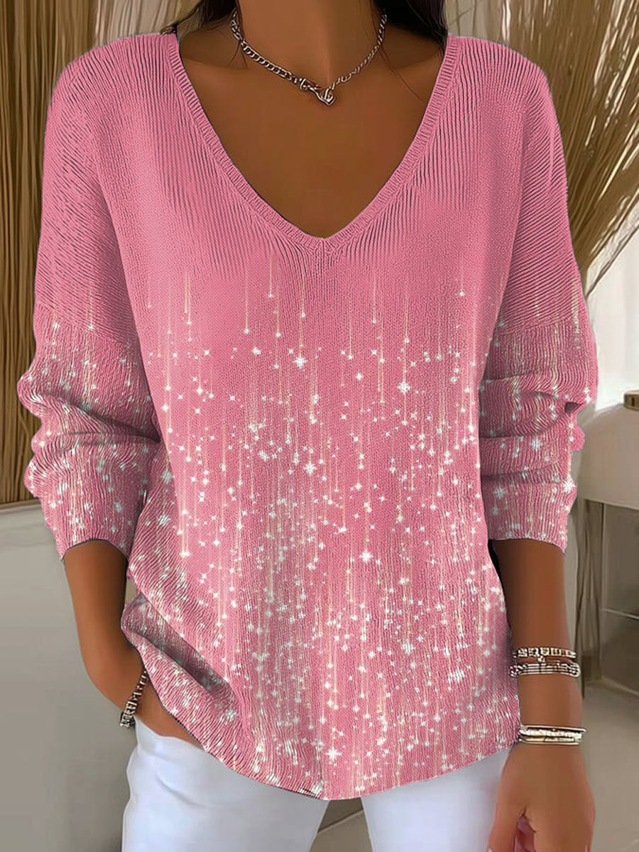 womens-pink-pattern-art-print-casual-pullover-sweater