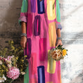 Women's Beautiful Colorful Abstract Geometric Painting Art Print Dress