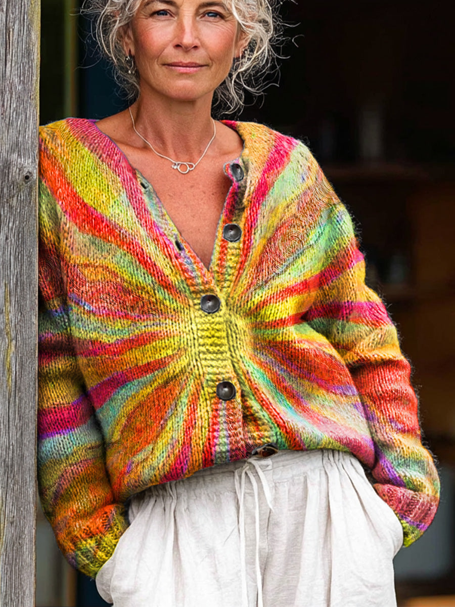 beautiful-multi-color-sun-painting-art-print-buttoned-cardigan-sweater