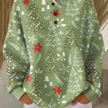 Women's Christmas Tree Art Print Casual Cotton Shirt