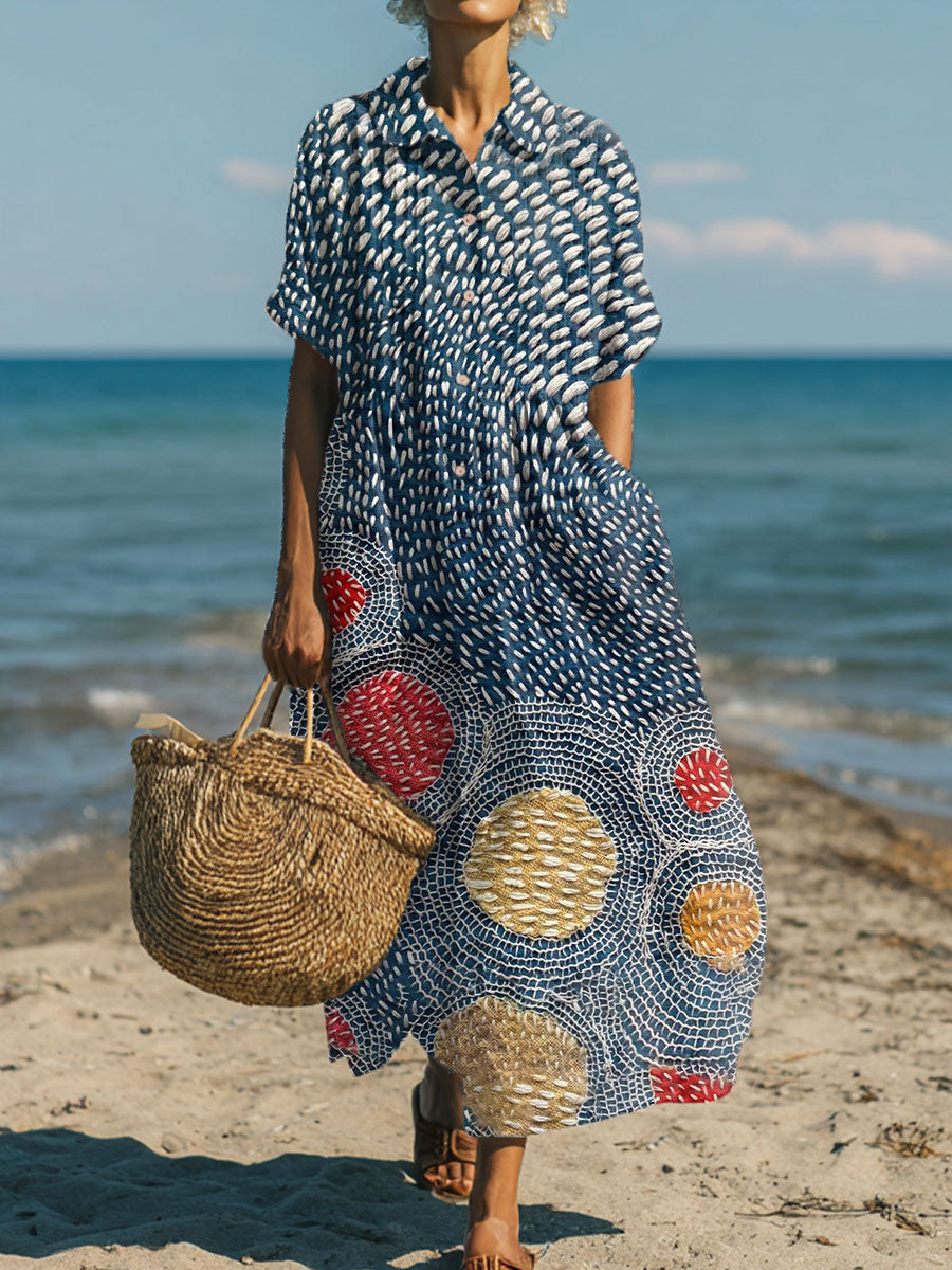 Women's Vintage Abstract Geometric Art Print Dress