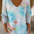 Women's Gradient Color Star Pattern Casual Pullover Sweater