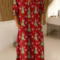 Women's Vintage Christmas Art Print Dress
