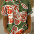 Women's Vintage Flower Pattern Printed Cotton Linen Top