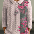 womens-lovely-floral-art-print-casual-peter-pan-collar-3-4-sleeve-sweater-t4qs