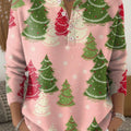 Beautiful Colorful Christmas Tree Painting Art Print Buttoned Cardigan Sweater