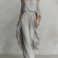 Flowy Off-shoulder Blouse And Skirt Two-piece Set