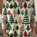 Women's Christmas Tree Art Print Buttoned Cardigan Sweater