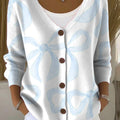 bow-tie-print-buttoned-v-neck-cardigan-sweater