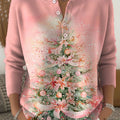 Women's Christmas Tree Art Print Buttoned Cardigan Sweater