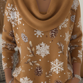 Women's Vintage Snowflake Pinecone Print Sweater