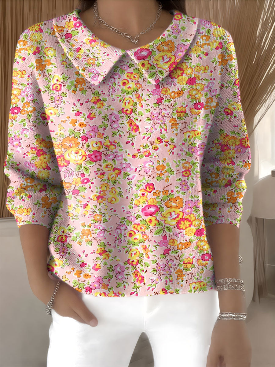 womens-floral-flowers-casual-print-peter-pan-collar-3-4-sleeve-sweater-c2ij
