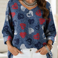Women's Vintage Heart Art Print Casual Denim Shirt
