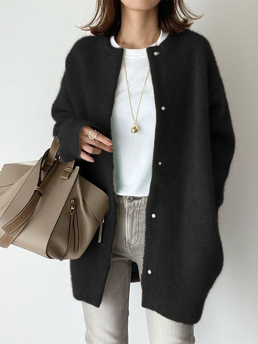 Button Loose Sweater Jacket