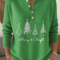 Women's Christmas Tree Pattern Art Print Buttoned Cardigan Sweater
