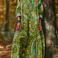Women's Vintage Ethnic Paisley Floral Drawing Art Print Dress