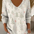 Women's Christmas Tree Pattern Print Casual Pullover Sweater