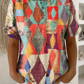 Women's Vintage Pattern Printed Cotton Linen Top