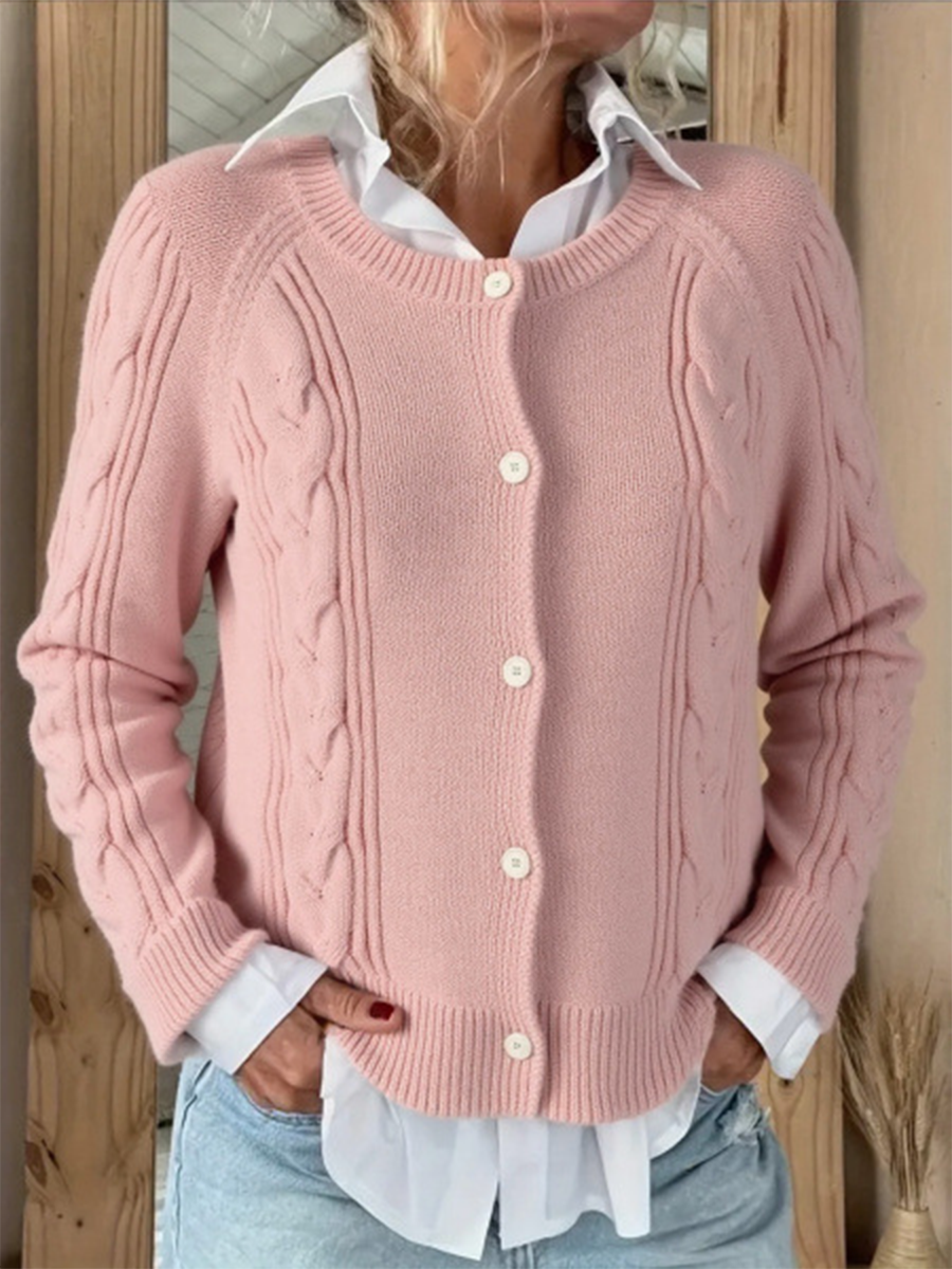 Vintage Cable Button Knit Cardigan Sweater