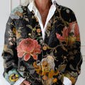 Damen-Vintage-Strickjacke mit Blumenmuster und Knöpfen (7wj3) 