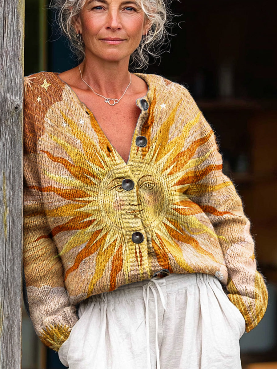 beautiful-abstract-sun-painting-art-print-buttoned-cardigan-sweater