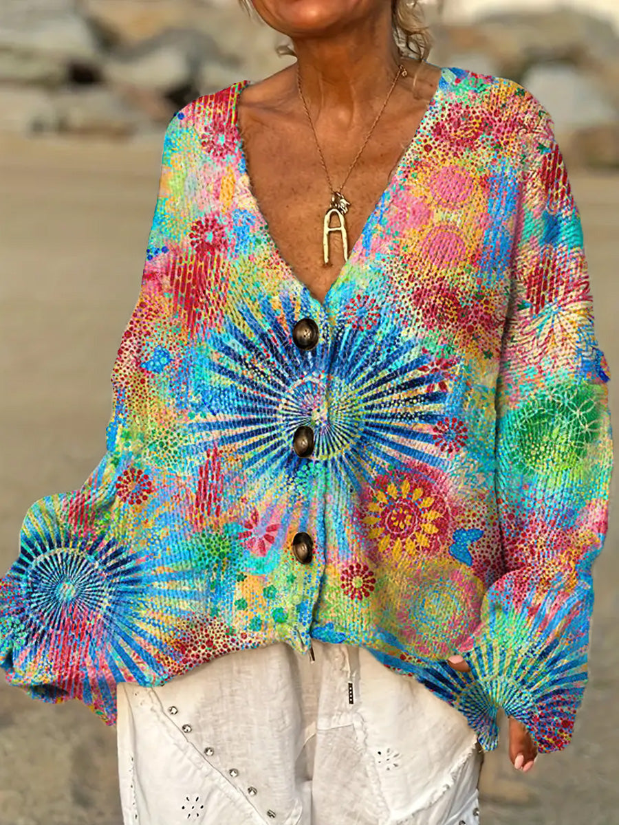 womens-beautiful-colorful-abstract-circular-floral-totem-painting-art-print-casual-pullover-sweater