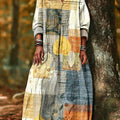 Women's Vintage Abstract Geometric Leaves Painting Art Print Dress