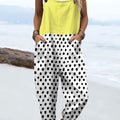 Women's Vintage Abstract Geometric Art Print Casual 100% Cotton Wide Leg Jumpsuit