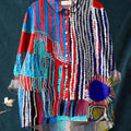 Women's Abstract Pattern Art Print Casual Cotton And Linen Ruffle Shirt