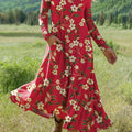 Women's Retro Floral Art Print Long-sleeved Dress