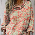 Women's Vintage Floral Art Print Casual Long Sleeve Comfortable Cotton Shirt