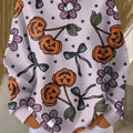 Women's Halloween Pumpkin Bow Ghost Flower Pattern Art Print Casual Cotton Sweatshirt