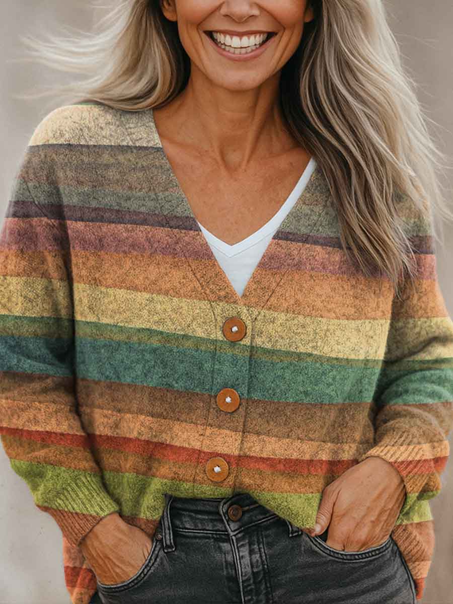 geometric-color-splicing-multicolor-print-buttoned-v-neck-cardigan-sweater