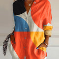 Women's  Abstract Geometric Art Print Casual Cotton Shirt