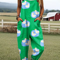 Women's Cute Duck Art Print Casual 100% Cotton Wide Leg Jumpsuit