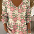 Women's Simple Floral Multicolor Abstract Casual Print Pullover Sweater