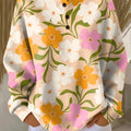 Women's Beautiful Large Flower Painting Art Print Casual Cotton Sweatshirt