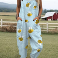 Women's  Funny Farm Bee Art Print Casual 100% Cotton Wide Leg Jumpsuit