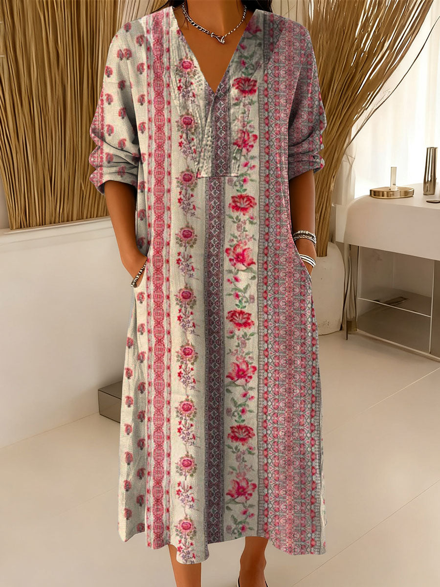 Women's Vintage Flower Art Print Dress