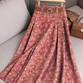Women's Retro Floral Art Print Casual Cotton Skirt